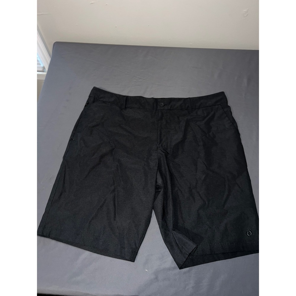 Hang Ten Mens Hybrid Walk Shorts Black Textured Stretch Board Shorts Size 38